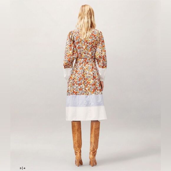 Tory Burch Printed Cotton Dress in Ivory Blossom Ditsy - GUC - Size Small - Picture 3 of 4